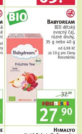 BABYDREAM BIO dětský ovocný čaj