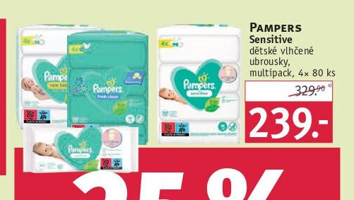 Pampers Sensitive dětské vlhčené ubrousky, multipack, 4x 80 ks
