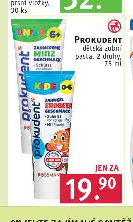 PROKUDENT dětská zubní pasta, 2 druhy, 75 ml