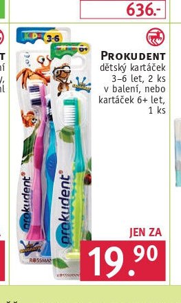 PROKUDENT dětský kartáček 3-6 let, 2 ks v balení, nebo kartáček 6+ let, 1 ks