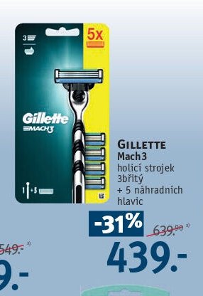 Gillette Mach3 holicí strojek + 5 náhradních hlavic