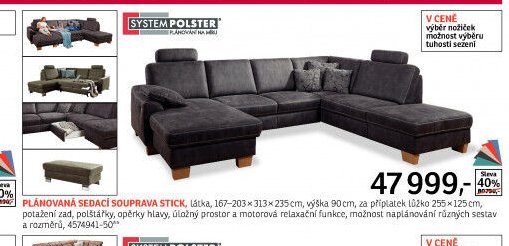 Plánovaná sedací souprava STICK