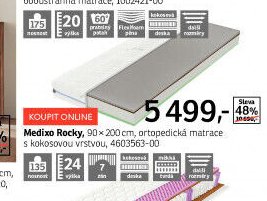 Medixo Rocky, 90x200 cm, ortopedická matrace s kokosovou vrstvou