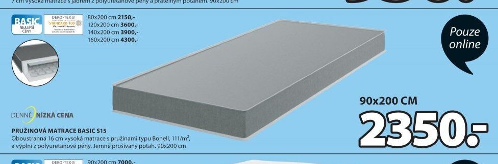 PRUŽINOVÁ MATRACE BASIC S15