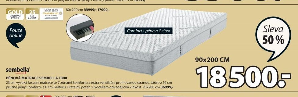 PĚNOVÁ MATRACE SEMBELLA F300