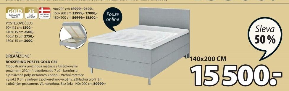 BOXSPRING POSTEL GOLD C25
