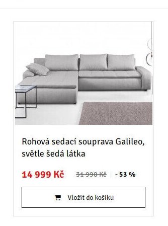 Rohová sedací souprava Galileo, světle šedá látka