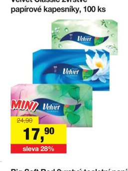 Velvet Classic 2vrstvé papírové kapesníky