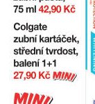 Colgate zubní kartáček, střední tvrdost, balení 1+1