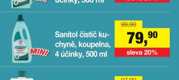 Sanitol čistič kuchyně, koupelna, 4 účinky, 500 ml