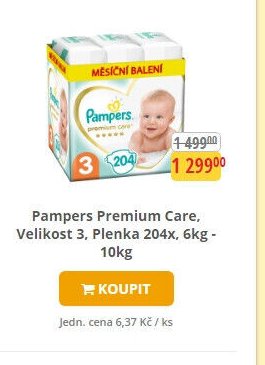 Pampers Premium Care, Velikost 3, Plenka 204x, 6kg - 10kg - Teta drogerie aktualniletaky.eu