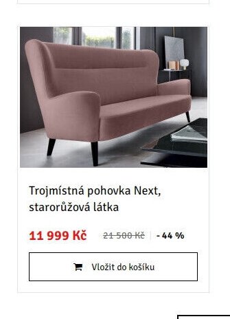 Trojmístná pohovka Next, starorůžová látka