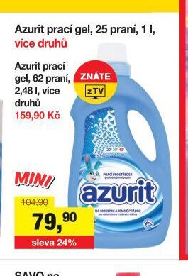 Azurit prací gel, 25 praní, 1 l