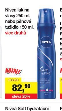 Nivea lak na vlasy 250 ml, nebo pěnové tužidlo 150 ml, více druhů