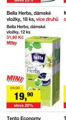 Bella Herbs, dámské vložky, 18 ks, více druhů