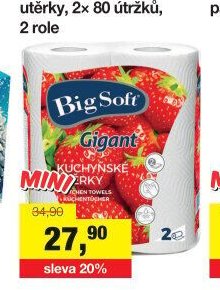 Big Soft Gigant 2vrstvé kuchyňské papírové utěrky, 2x 80 útržků, 2 role