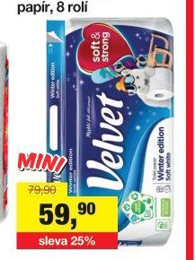 Velvet Soft White Winter 3vrstvý toaletní papír, 8 rolí