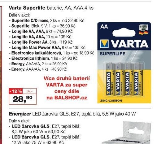 Varta Superlife baterie