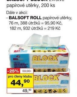 BALSOFT BLOCK 2vrstvé papírové utěrky