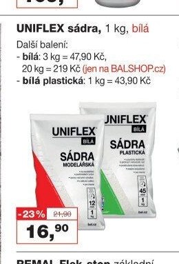 UNIFLEX sádra, 1 kg, bílá