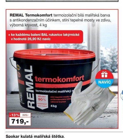 REMAL Termokomfort termoizolační bílá malířská barva, 4 kg