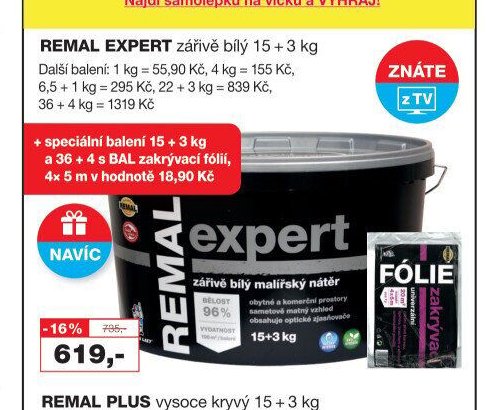REMAL EXPERT zářivě bílý 15 + 3 kg