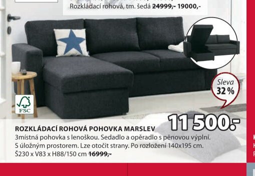 Rozkládací rohová pohovka MARSLEV