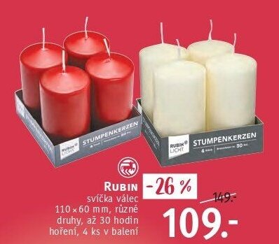 RUBIN svíčka válec - ROSSMANN drogerie aktualniletaky.eu