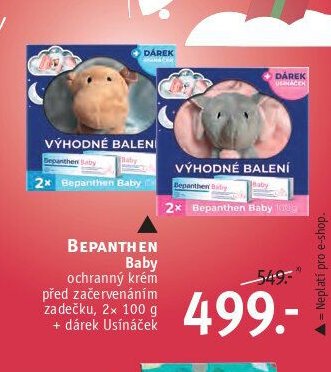 BEPANTHEN Baby ochranný krém před začervenáním zadečku, 2x 100 g + dárek Usínáček