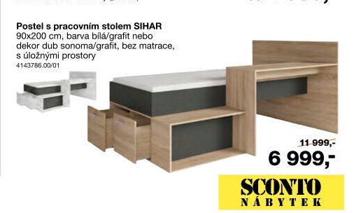 Postel s pracovním stolem SIHAR