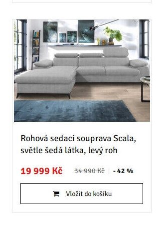 Rohová sedací souprava Scala, světle šedá látka, levý roh