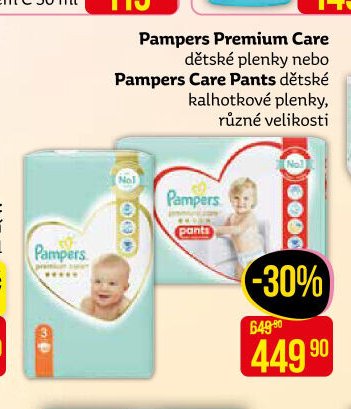 Pampers Premium Care dětské plenky nebo Pampers Care Pants dětské kalhotkové plenky, různé velikosti - Teta drogerie aktualniletaky.eu
