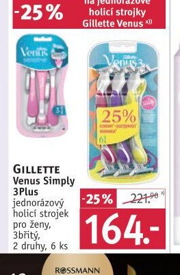 GILLETTE Venus Simply 3Plus jednorázový holicí strojek - ROSSMANN drogerie aktualniletaky.eu