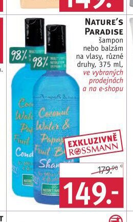 NATURE'S PARADISE šampon nebo balzám na vlasy - ROSSMANN drogerie aktualniletaky.eu