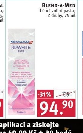 Blend-a-med bělící zubní pasta, 2 druhy, 75 ml - ROSSMANN drogerie aktualniletaky.eu
