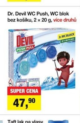 Dr. Devil WC Push, WC blok bez košíku, 2 x 20 g, více druhů
