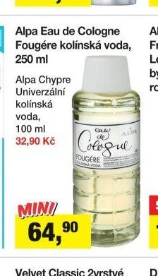 Alpa Eau de Cologne, 250 ml / Alpa Chypre, 100 ml