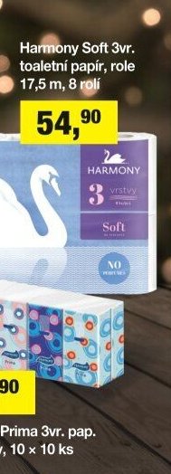 Harmony Soft 3vr. toaletní papír, role 17,5 m, 8 rolí