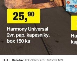 Harmony Universal 2vr. pap. kapesníky, box 150 ks
