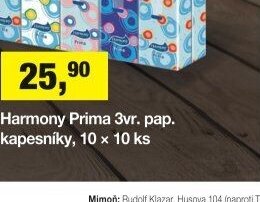 Harmony Prima 3vr. pap. kapesníky, 10 x 10 ks