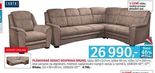 Plánovaná sedací souprava Bruno