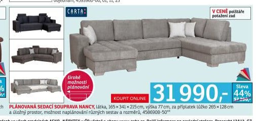 Plánovaná sedací souprava Nancy