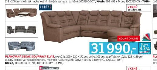 Plánovaná sedací souprava ELVIS