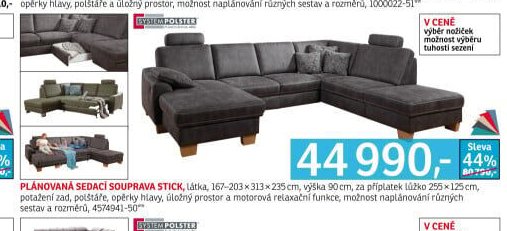 Plánovaná sedací souprava STICK