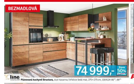 Plánovaná kuchyně Structura, dub havanna / břidlice šedá mat