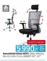 Kancelářské křeslo NEXT, látka/síťovina, 66x113-130x71 cm