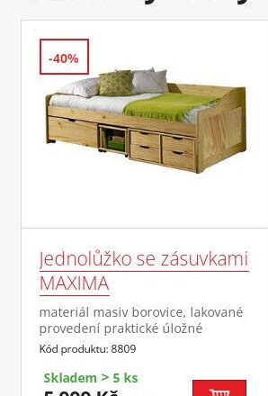 Jednolůžko se zásuvkami MAXIMA