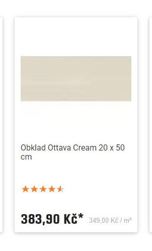 Obklad Ottava Cream 20 x 50 cm