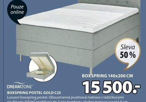 DREAMZONE BOXSPRING POSTEL GOLD C25