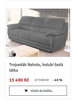 Trojsedák Nebolo, holubí šedá látka